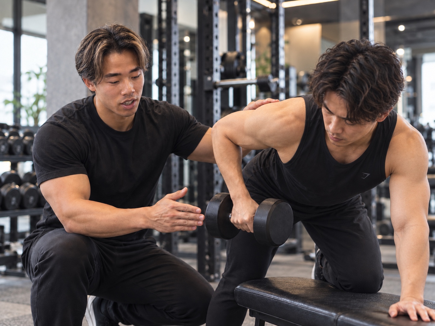 フォームを細かく指導する様子